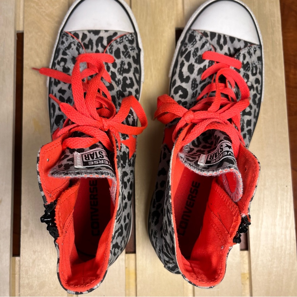Converse Leopard Print High Tops - Orange and Gray - Picture 7 of 11